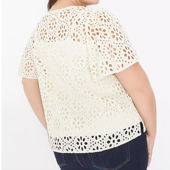 Lane Bryant Notch-Neck Sheer Eyelet Top Size 26 - Picture 4 of 4